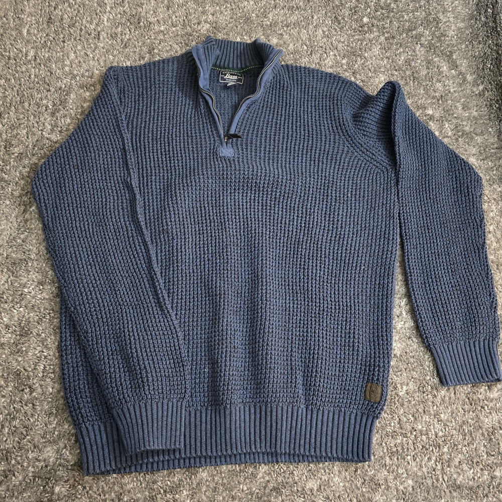 G.H. Bass & Co. Men's Textured Blue Zip-Up Sweater